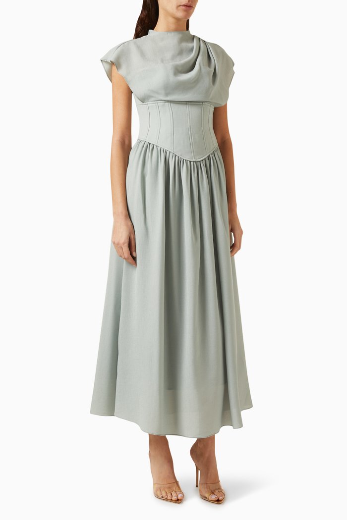 

A-shape Corset Maxi Dress, Blue