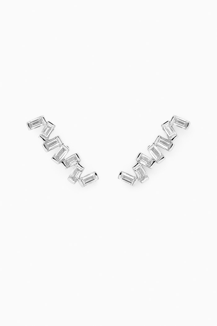 

Baguette Diamond Ladder Studs in 18kt White Gold