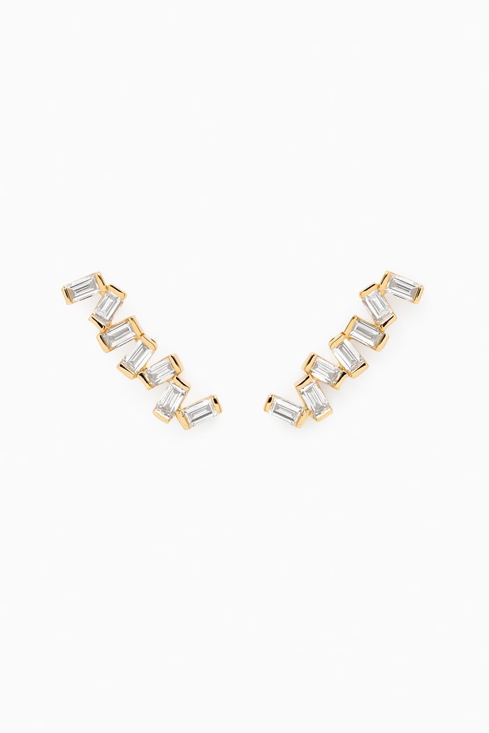 

Baguette Diamond Ladder Studs in 18kt Gold, White
