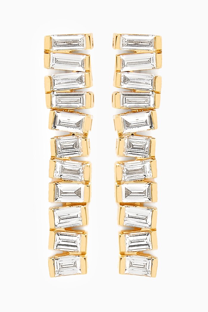 

Baguette Diamond Ladder Drop Earrings in 18kt Gold, White