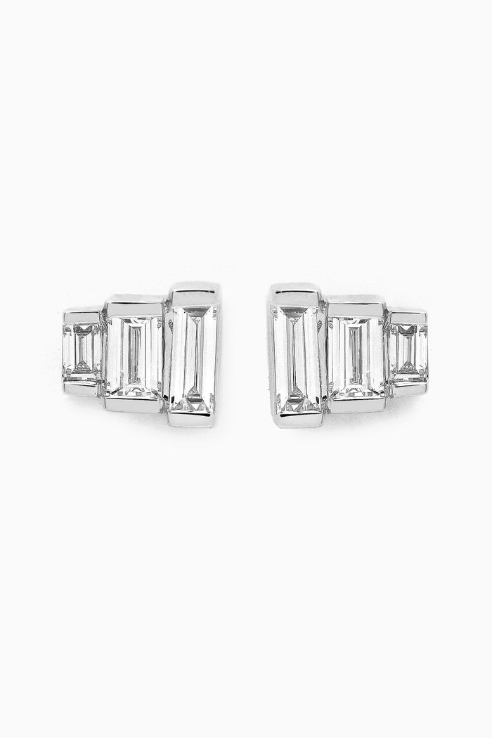 

Trio Baguette Diamond Studs in 18kt White Gold