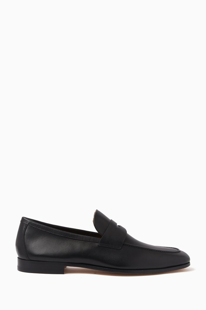 

Delos Penny Loafers in Leather, Black