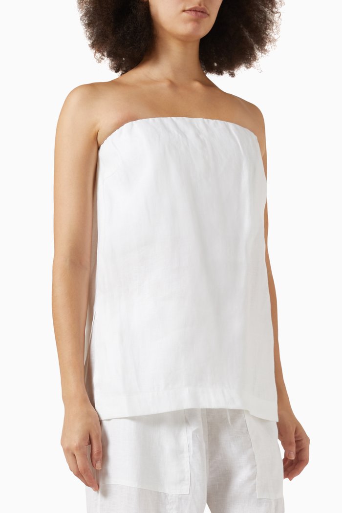 

Delphi Strapless Top in Organic Linen, White