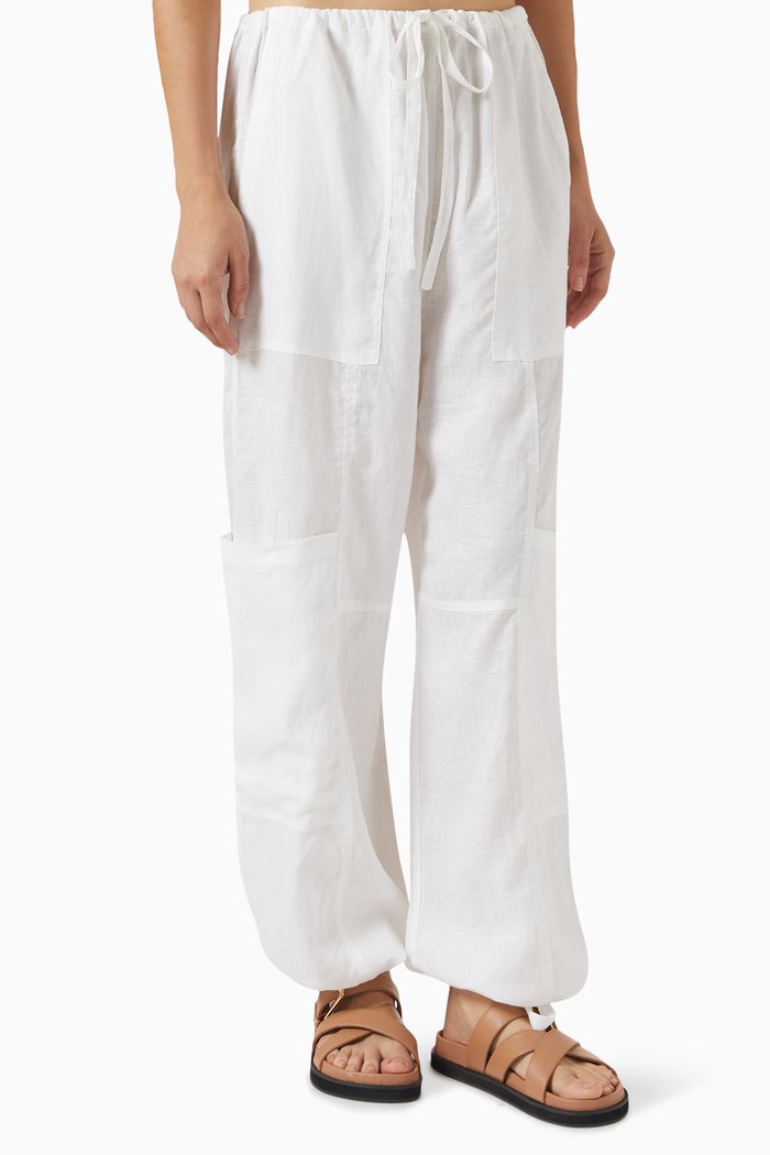 

Leiden Cargo Pants in Organic-linen, White