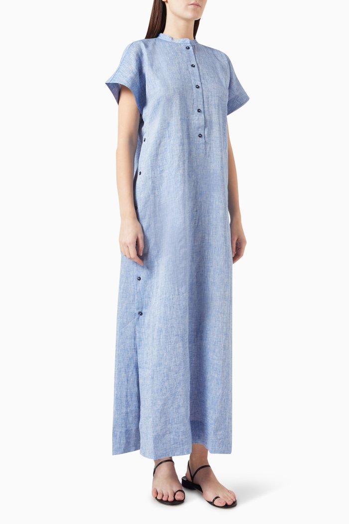 

Lucca Cover-up Maxi Dress in Linen, Blue
