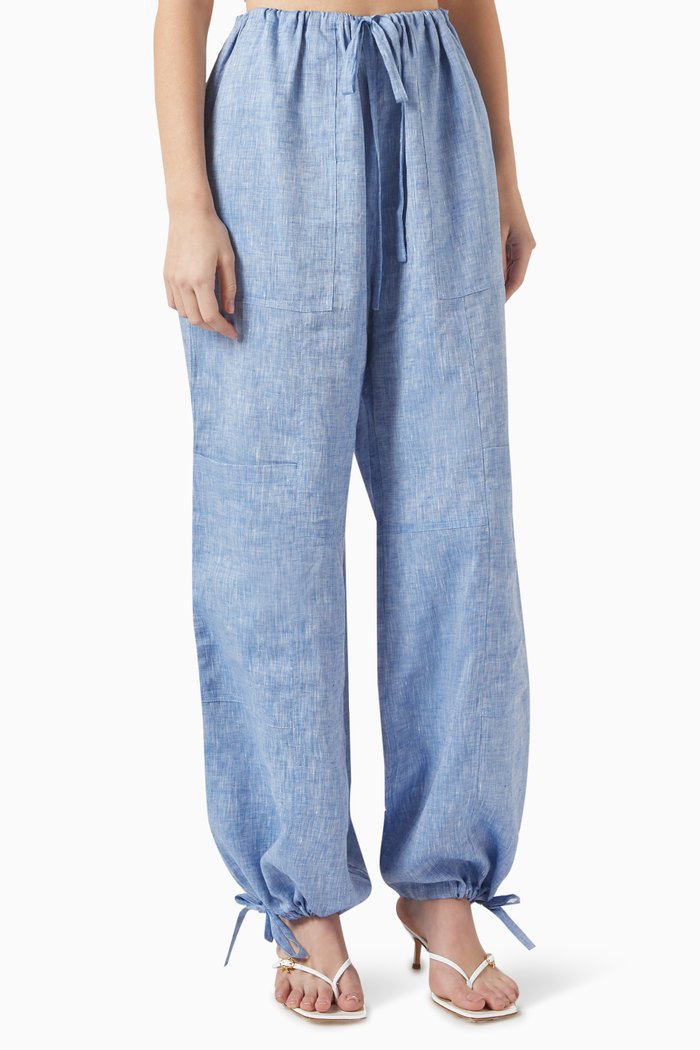 

Lucca Cargo Pants in Linen, Blue