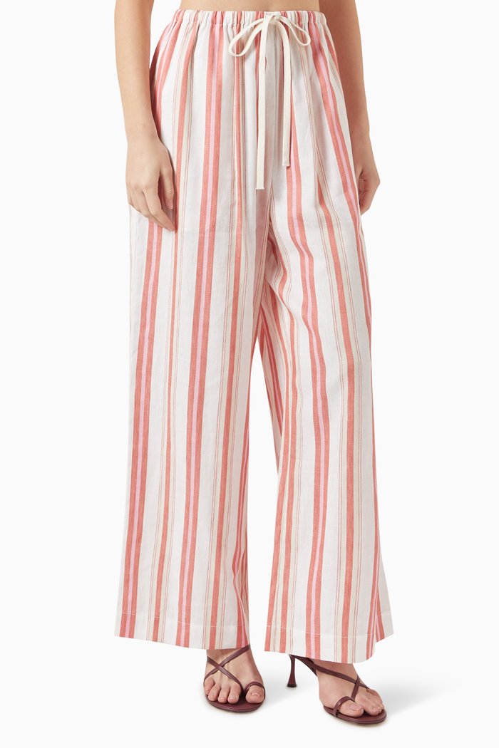 

Arezzo Drawstring Pants in Cotton Linen-blend, Multicolour
