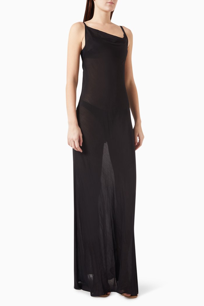 Cremona Slip Maxi Dress in Rayon-blend, Black