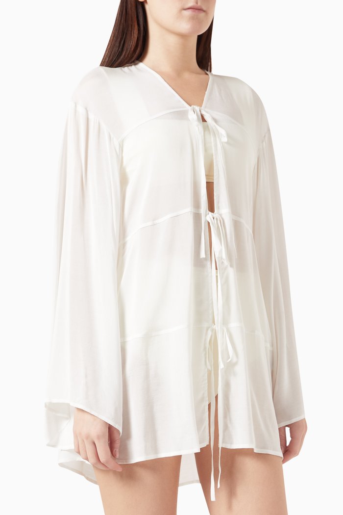 Cremona Tie-front Mini Cover-up in Rayon-blend, White
