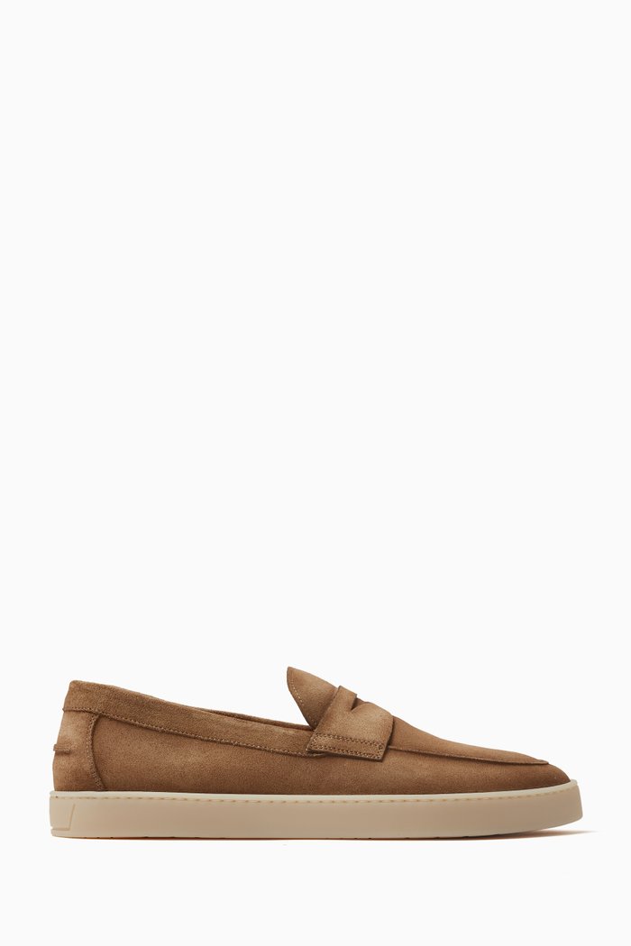

Cowes Penny Loafers in Leather, Neutral