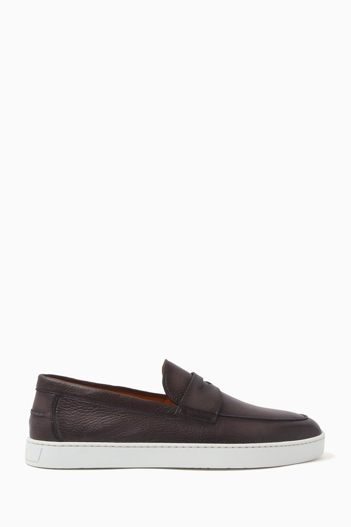 

Cowes Penny Loafers in Leather, Grey