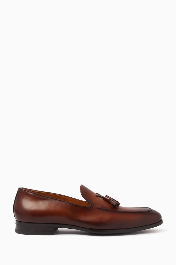 

Austin Tassel Loafers in Leather, Brown