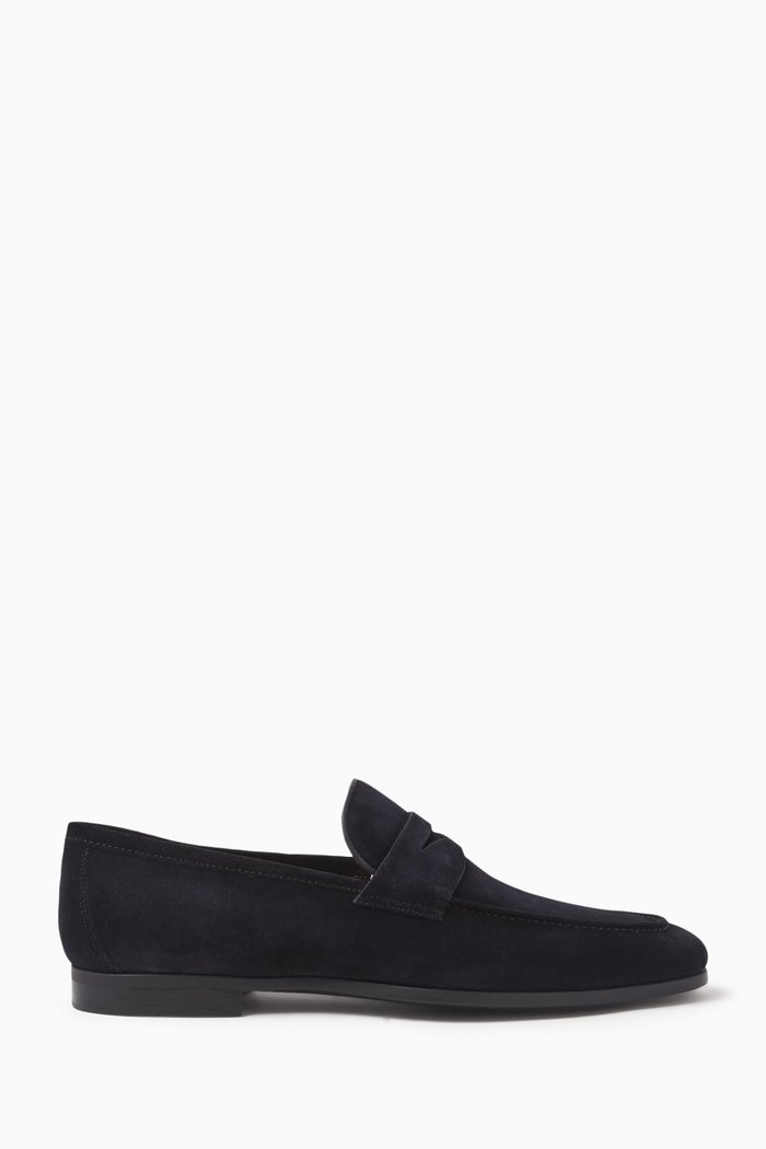 

Diezma-II Penny Loafers in Suede, Blue