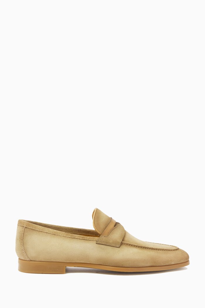

Aston Penny Loafers in Suede, Neutral