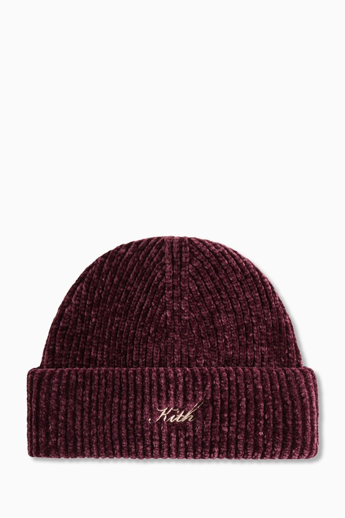 

Mia Logo Beanie in Chenille, Burgundy