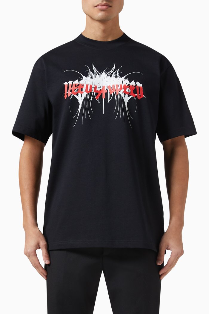 

Speed Demon Graphic T-shirt in Cotton Jersey, Black