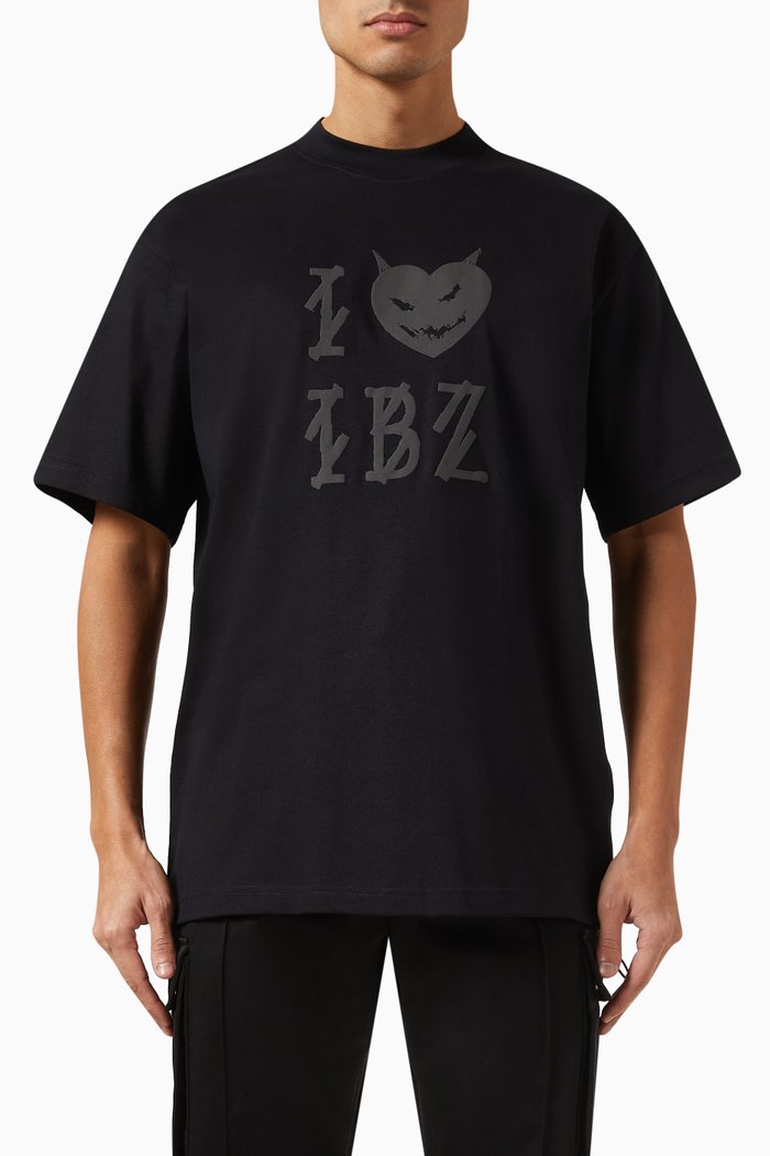 IBZ Goth Graphic T-shirt in Cotton Jersey, Black