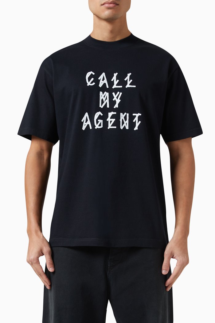 

Call My Agent Graphic T-shirt in Cotton Jersey, Black