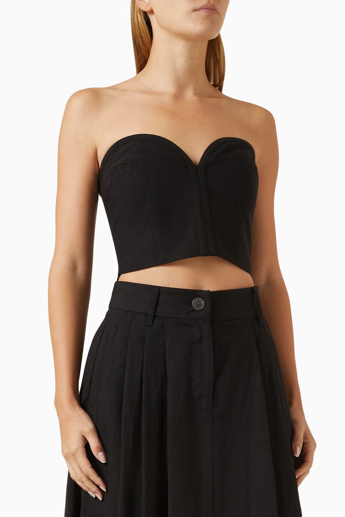 

Rilynn Sweetheart Bustier Top in Hemp, Black