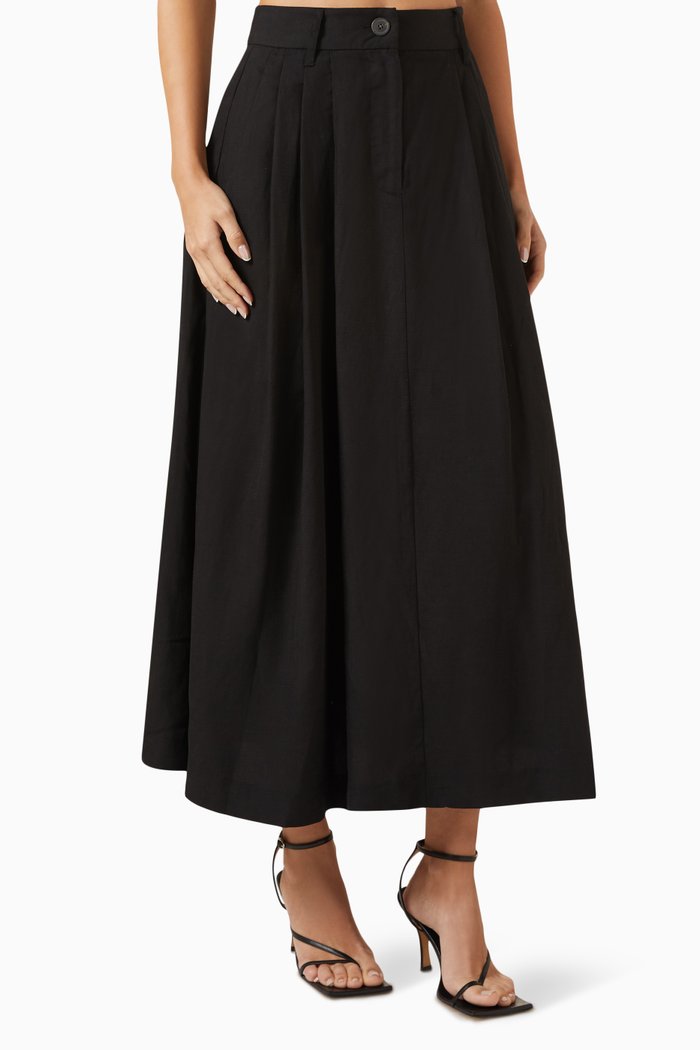 

Tulay Maxi Skirt in Tencel-linen, Black