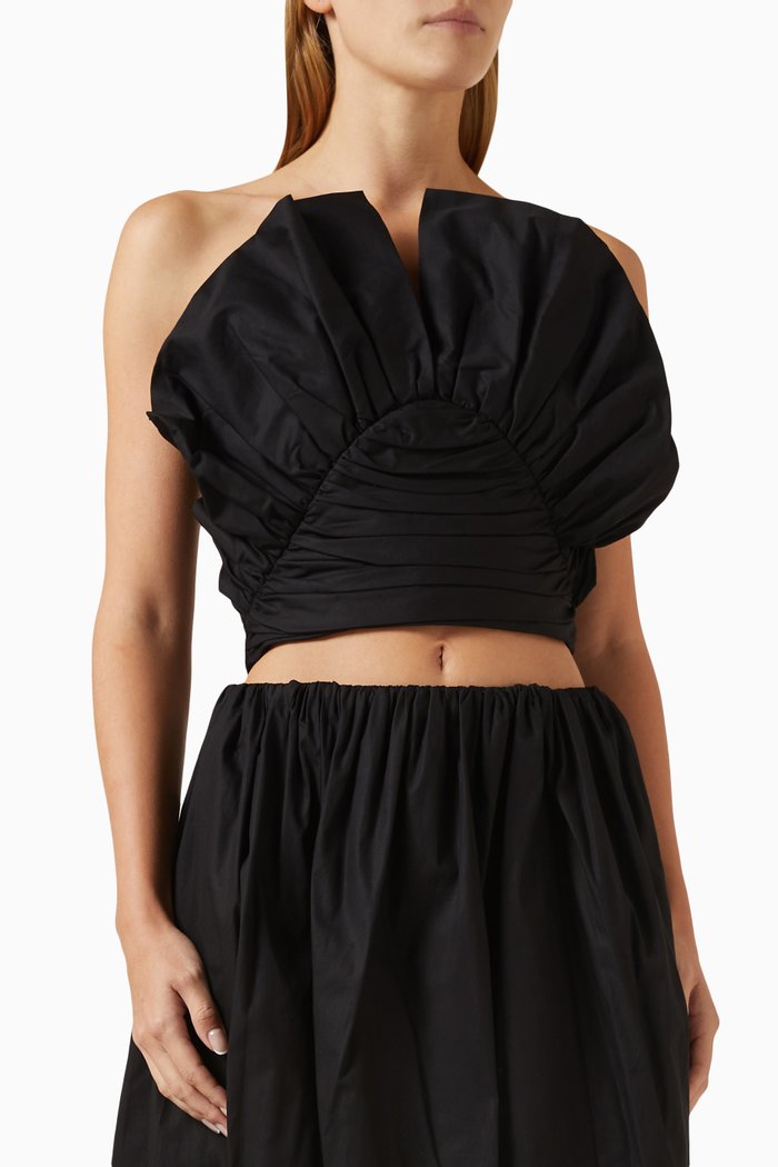 Vivi Ruffled Top in Organic Cotton, Black