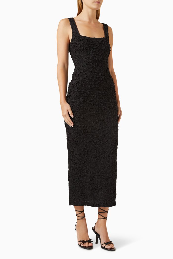 

Sloan Textured Column Dress in Tencel, Black