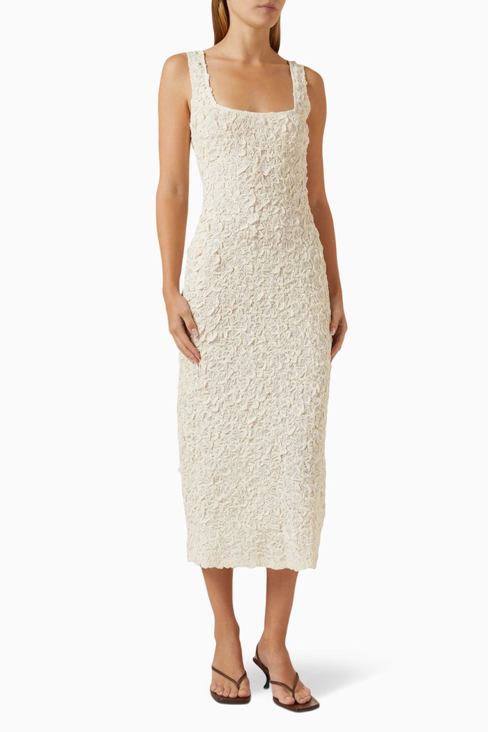 

Sloan Textured Column Dress in Tencel, Neutral