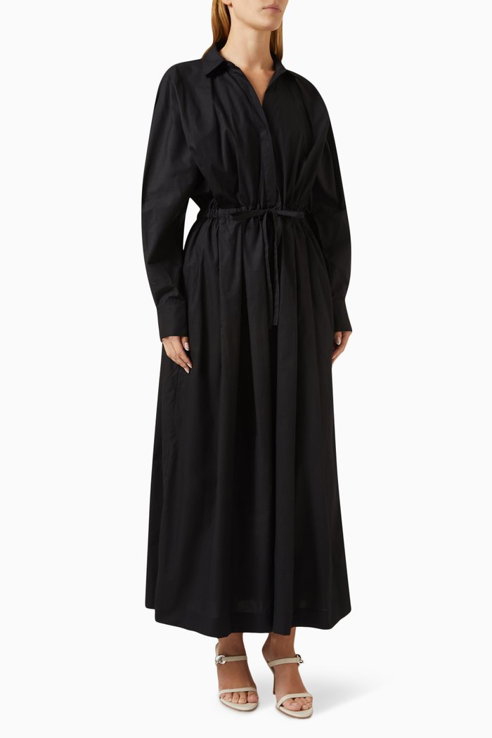 Colleen Shirt Dress in Cotton-poplin, Black