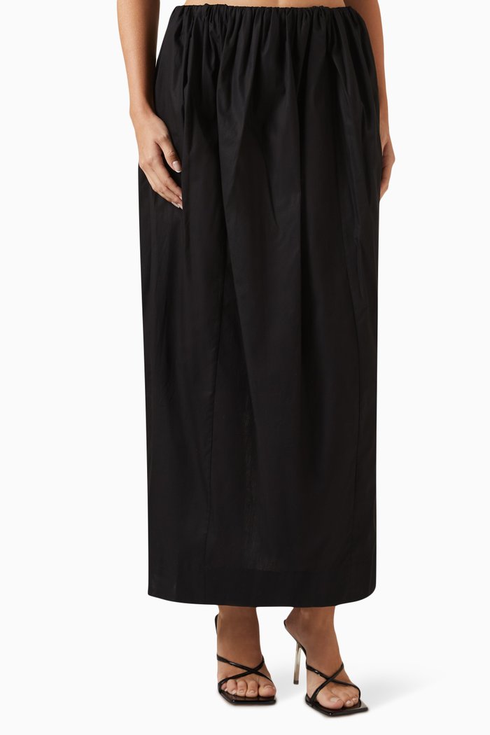 

Billie Midi Skirt in Cotton-poplin, Black
