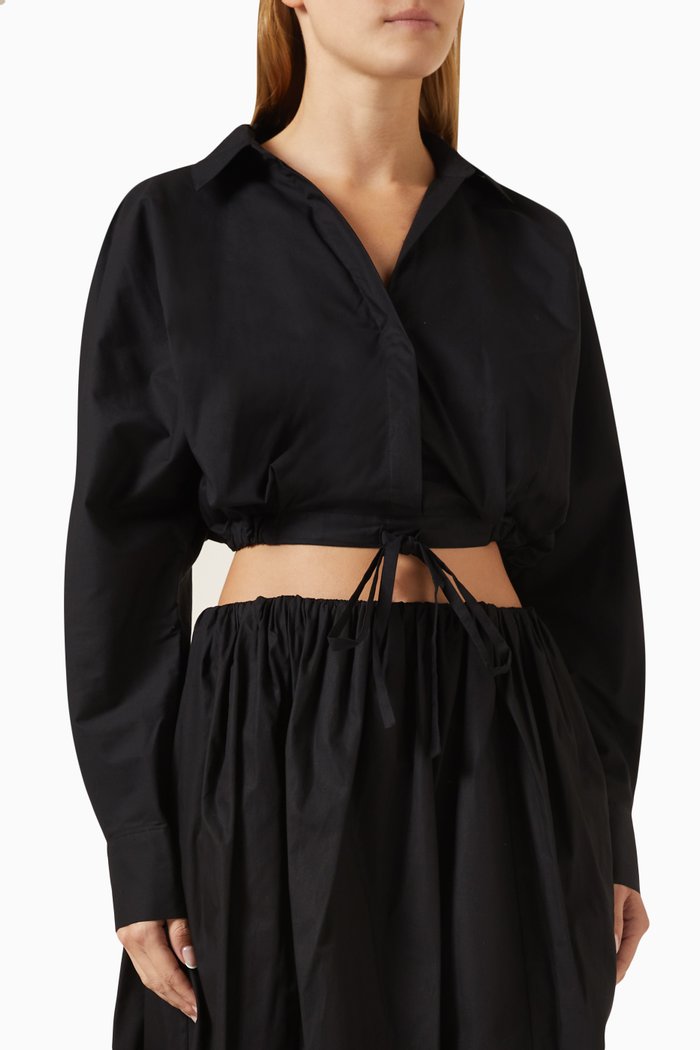 

Heidi Crop Shirt in Cotton-poplin, Black