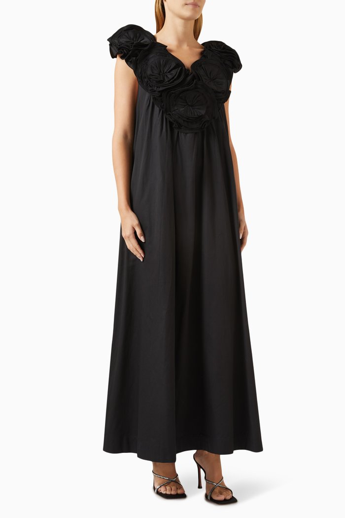 Bindi Maxi Dress in Organic Cotton, Black