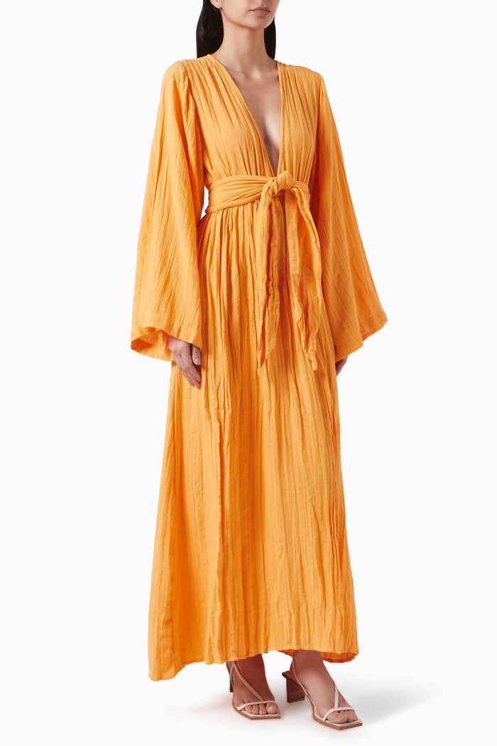 Blair Maxi Dress in Organic Cotton, Yellow