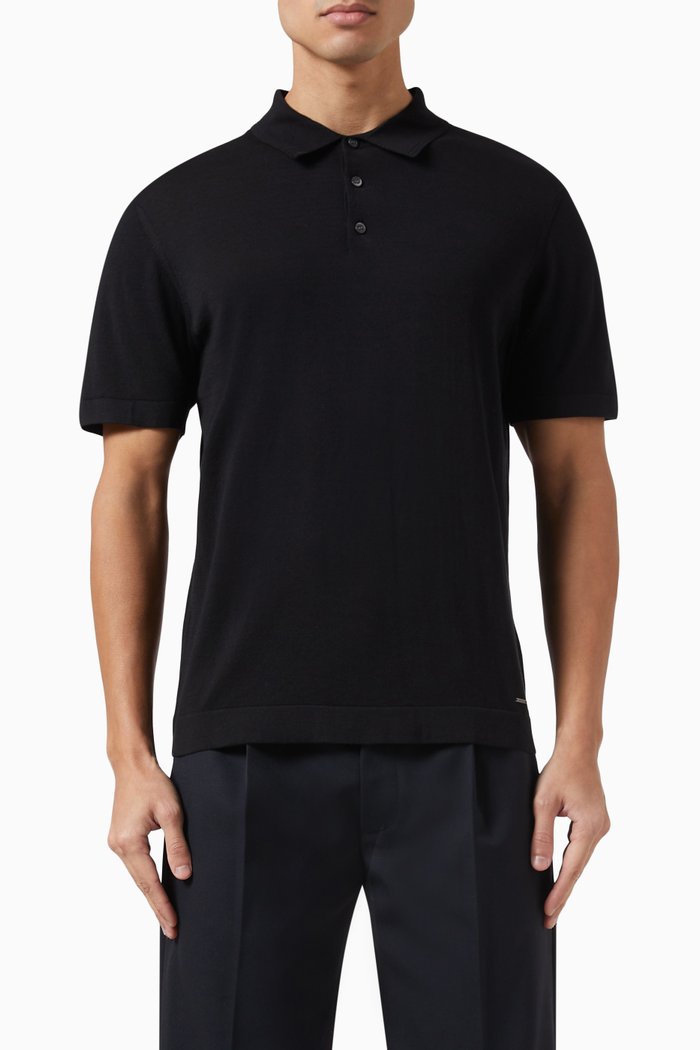 

Barron Polo Shirt in Cotton, Black
