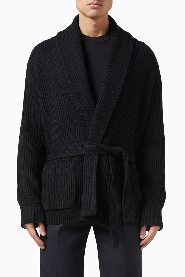 

Nicolai Shawl Collar Cardigan in Wool & Cashmere, Black