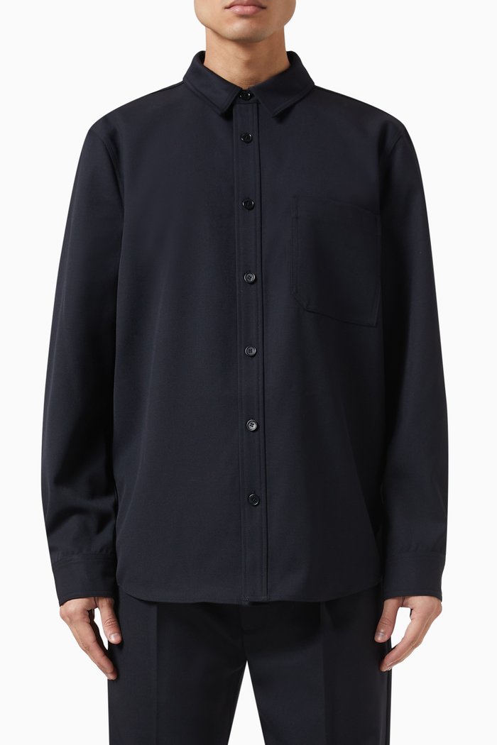 Rocco Shirt Jacket in Wool Blend, Black