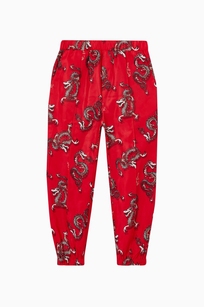 

Year Of The Dragon Trousers in Satin Twill, Red