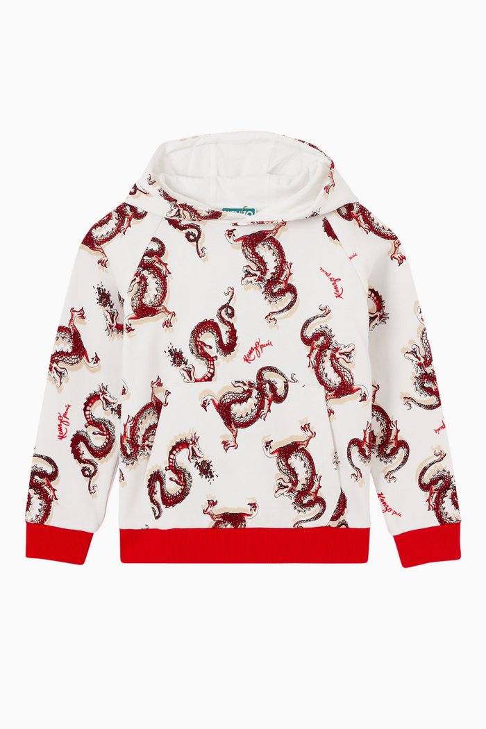 

Year Of The Dragon Hoodie in Cotton Fleece, White