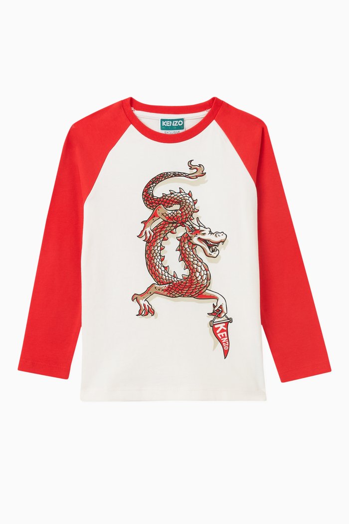 

Dragon-print Long-sleeve T-shirt, Red