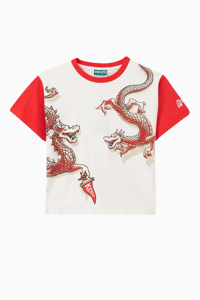 

Dragon-print T-shirt in Jersey, White