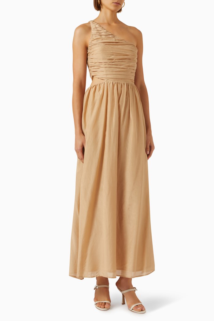 

Iris Maxi Dress in Cotton Silk-blend, Neutral