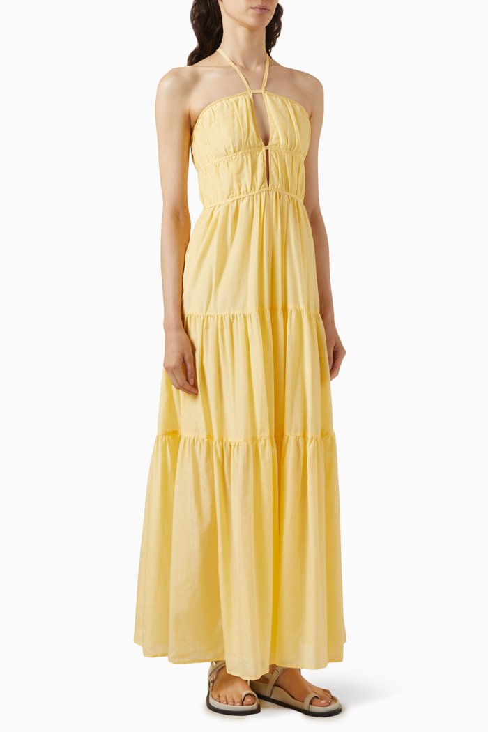 

Seraphina Maxi Dress in Cotton-silk, Brown