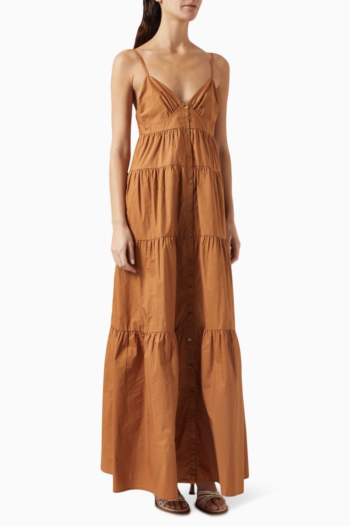

Xiola Maxi Dress in Cotton-poplin, Brown