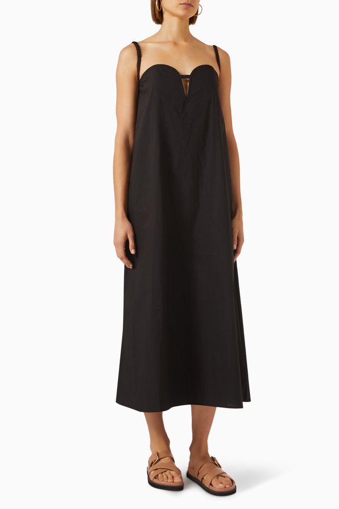 

Milan Maxi Dress in Cotton-poplin, Black