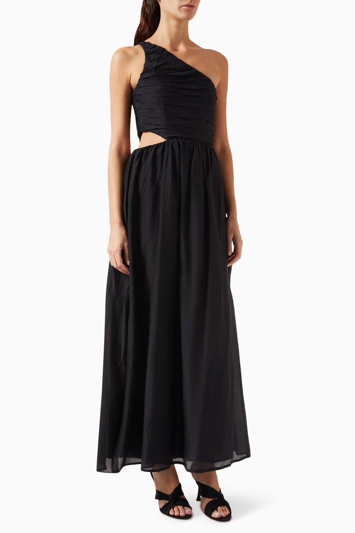 

Iris Maxi Dress in Cotton Silk-blend, Black