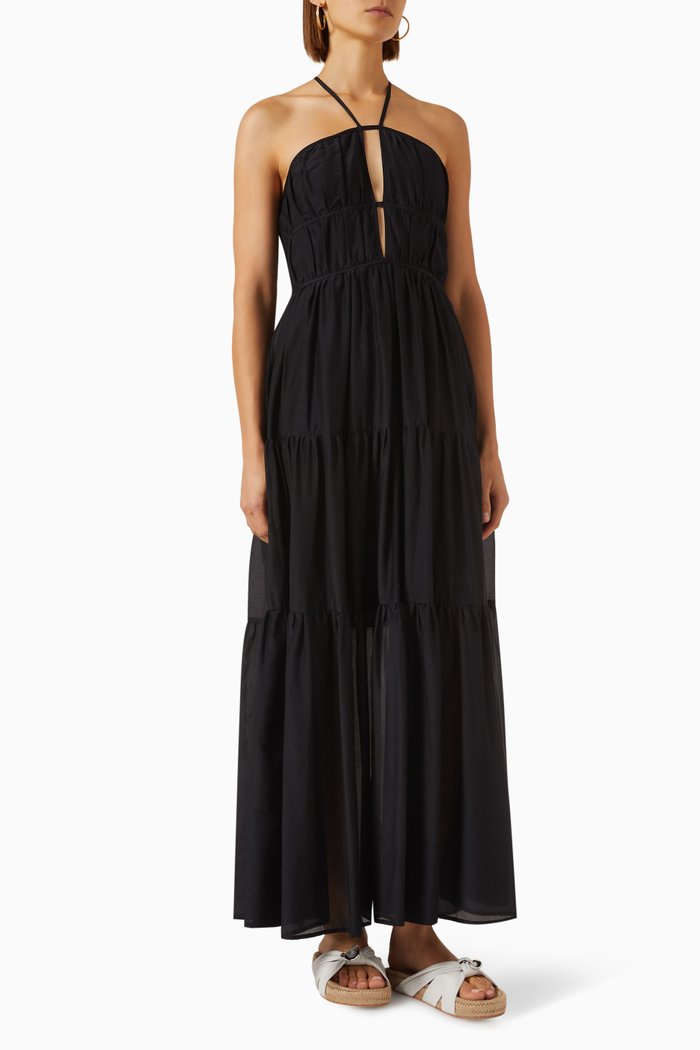 

Seraphina Maxi Dress in Cotton-silk, Black