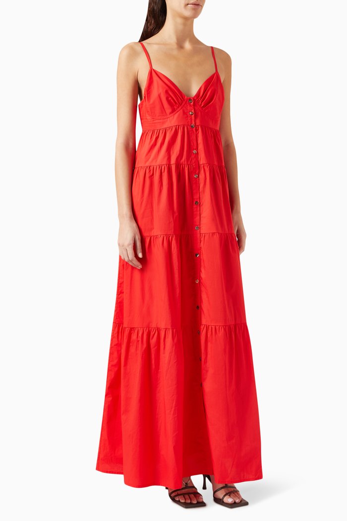 

Xiola Maxi Dress in Cotton-poplin, Red