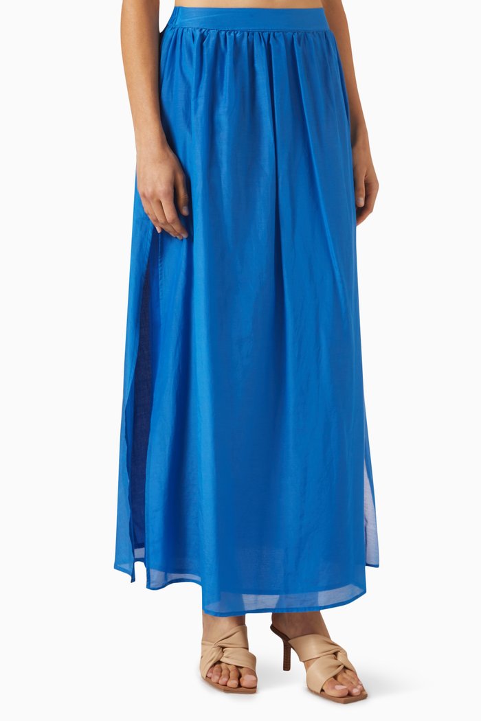 

Ophelia Maxi Skirt in Cotton-silk, Blue