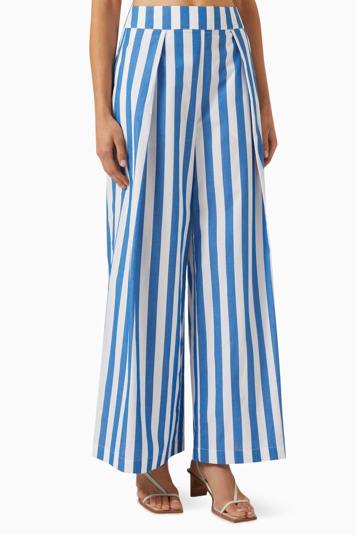 

Darcy Wide-leg Pants in Cotton-voile, Blue