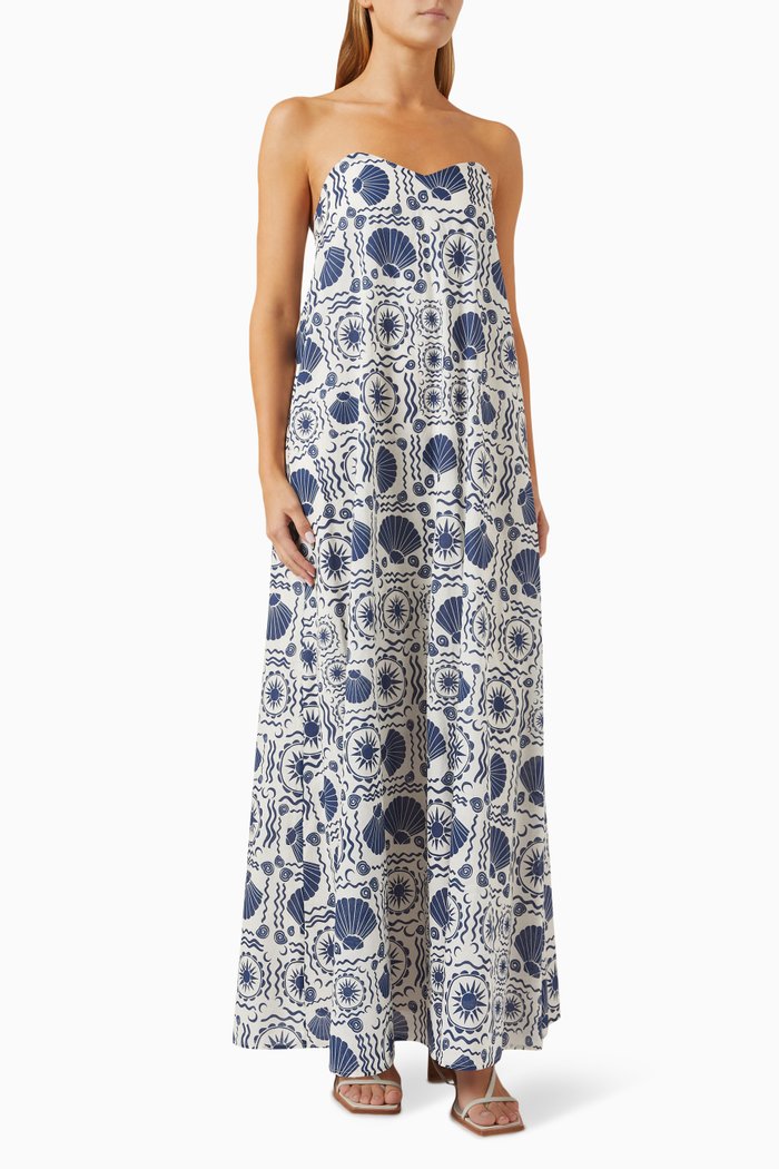 

Rue Maxi Dress in Cotton, Blue