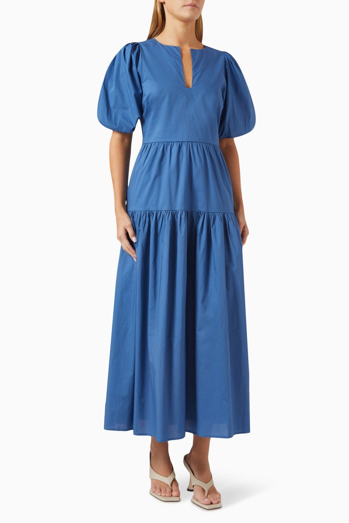 

Mira Midi Dress in Cotton, Blue